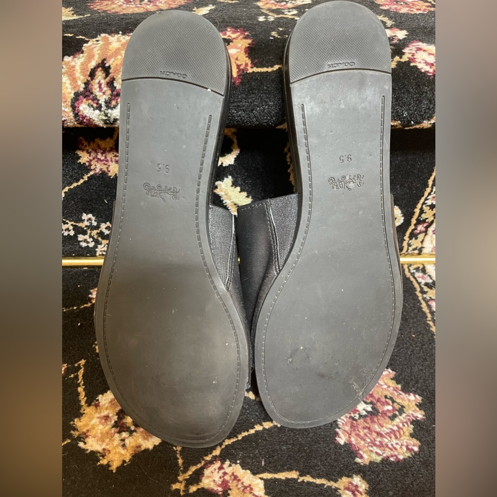 Woman’s COACH 9.5 LEATHER Black Tassel Slide Sandal Slip On - Picture 7 of 16